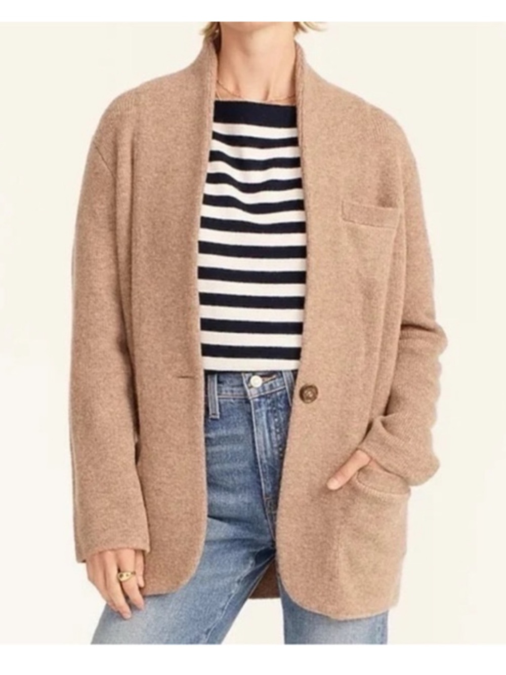 J. Crew Cocoon Sweater Blazer in Heather Mushroom